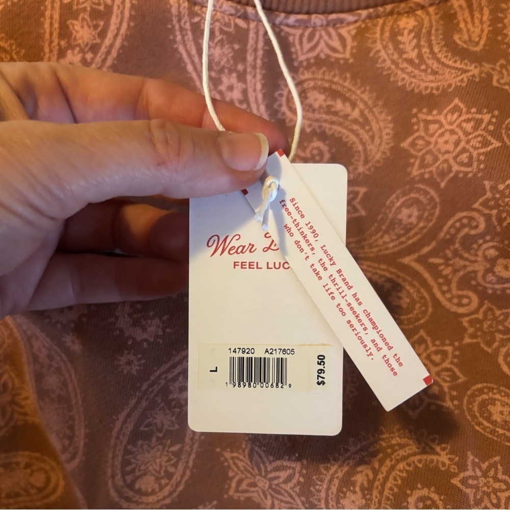 NWT Lucky Brand Paisley Crewneck Long Sleeve Top sz L - Picture 4 of 7